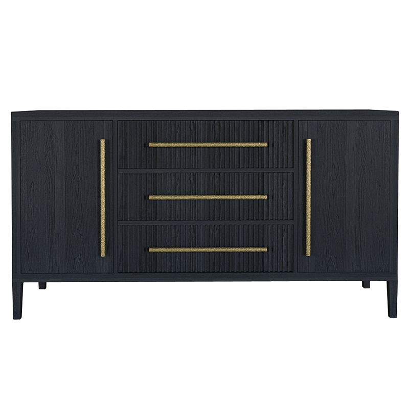 Буфет Primo с тремя ящиками и двумя фасадами Черный дуб Черный матовый Золотой в Екатеринбурге | Loft Concept 