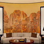 Обои ручная роспись в стиле Арт-деко Hippolyta’s Forest Colourway 263 on Deep Rich Gold gilded paper варинант исполнения - 1 | Loft Concept в Екатеринбурге