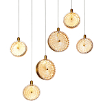 Подвесной светильник с плафонами из рельефного стекла Peony Glass Bronze Six варинант исполнения - 1 | Loft Concept в Екатеринбурге