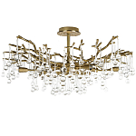 Потолочная люстра в виде ветвей деревьев золотого цвета с прозрачными подвесками-каплями Droplet Chandelier варинант исполнения - 1 | Loft Concept в Екатеринбурге