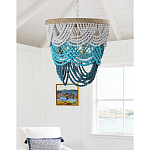 Круглая многоярусная люстра с подвесками в виде круглых бусин Wooden Beads Turquoise Chandelier варинант исполнения - 2 | Loft Concept в Екатеринбурге