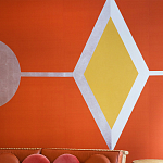 Обои ручная роспись Chez Nina by India Mahdavi Lantana colourway on Arancio dyed silk варинант исполнения - 3 | Loft Concept в Екатеринбурге