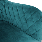 Барный стул со спинкой и подлокотниками на 4-х деревянных ножках Douglas Rhombus Бирюзовый Велюр варинант исполнения - 2 | Loft Concept в Екатеринбурге