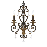 Люстра с подвесками из прозрачного стекла на кованом каркасе бронзового цвета в классическом стиле Quoizel варинант исполнения - 11 | Loft Concept в Екатеринбурге
