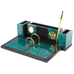 Настольный письменный набор из змеевика с часами и календарницей Successful Leader варинант исполнения - 2 | Loft Concept в Екатеринбурге