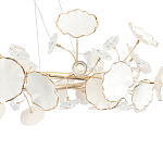 Люстра круглая с белыми лепестками из керамики и прозрачными хрустальными цветками Диаметр 82 см Wintery flovers варинант исполнения - 4 | Loft Concept в Екатеринбурге