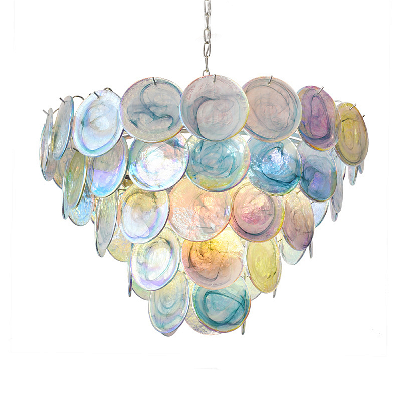 Люстра с каскадом из круглых разноцветных стеклянных дисков Mother of Pearl Iridescence Мульти Хром Люстра с каскадом из круглых разноцветных стеклянных дисков Mother of Pearl Iridescence Мульти Хром в Екатеринбурге | Loft Concept
