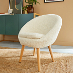 Кресло на деревянных ножках с обивкой из ткани букле Aldo Boucle Armchair варинант исполнения - 7 | Loft Concept в Екатеринбурге