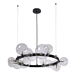 Люстра круглая подвесная с 15-ю прозрачными шарообразными плафонами из стекла Iona chandelier варинант исполнения - 6 | Loft Concept в Екатеринбурге