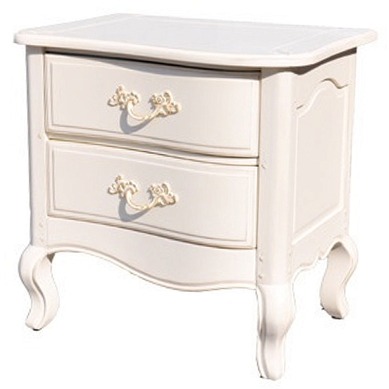 Прикроватная тумба в стиле прованс  с 2-мя ящиками Favre Montmartre Provence Bedside Table Белый в Екатеринбурге | Loft Concept 