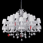 Люстра многоярусная с 30-ю белыми текстильными абажурами и хрустальными подвесками Lustre Reverie варинант исполнения - 1 | Loft Concept в Екатеринбурге