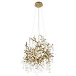 Подвесная люстра в виде ветвей деревьев золотого цвета с прозрачными подвесками-каплями 8 и 14 ламп Droplet Chandelier варинант исполнения - 4 | Loft Concept в Екатеринбурге