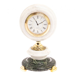 Часы настольные бронзовые из натуральных камней Мрамор и Змеевик Stone Clock варинант исполнения - 7 | Loft Concept в Екатеринбурге