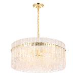 Люстра подвесная круглая с прозрачными рельефными стеклянными вставками и золотым основанием Textured Glass Chandelier варинант исполнения - 3 | Loft Concept в Екатеринбурге