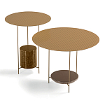 Дизайнерский круглый кофейный стол из металла с мраморным декором PANNA COTTA Coffee Table варинант исполнения - 6 | Loft Concept в Екатеринбурге