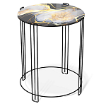 Стол журнальный круглый со столешницей из стекла Gold and Black Marble варинант исполнения - 1 | Loft Concept в Екатеринбурге