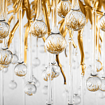 Люстра подвесная с прозрачными стеклянными подвесками в форме капель Диаметр 80 см Droplet Chandelier варинант исполнения - 16 | Loft Concept в Екатеринбурге