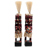 Комплект из 2-х деревянных статуэток Asmat Straw Headdress Statuettes Red Tattoo варинант исполнения - 1 | Loft Concept в Екатеринбурге