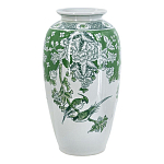 Ваза высокая с зелеными цветочными и птичьими мотивами Vase Inspired by Nature варинант исполнения - 1 | Loft Concept в Екатеринбурге