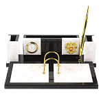 Настольный письменный набор из белого мрамора и змеевика Marble Accessory варинант исполнения - 1 | Loft Concept в Екатеринбурге