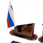 Настольный письменный набор с часами из природного камня обсидиана  Contract Extended варинант исполнения - 3 | Loft Concept в Екатеринбурге