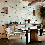 Обои ручная роспись Fishes Blue Pearl on Tarnished Silver gilded silk with pearlescent antiquing варинант исполнения - 4 | Loft Concept в Екатеринбурге