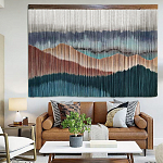 Современное Панно на стену из нитей Mountains at Sunset Горы на Закате  варинант исполнения - 1 | Loft Concept в Екатеринбурге