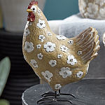 Статуэтка курица с белым цветочным узором и металлическими ножками Rustic Chicken варинант исполнения - 3 | Loft Concept в Екатеринбурге