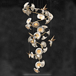Люстра каскадная из белых цветов каллы и птичек Refined Taste of Light варинант исполнения - 1 | Loft Concept в Екатеринбурге
