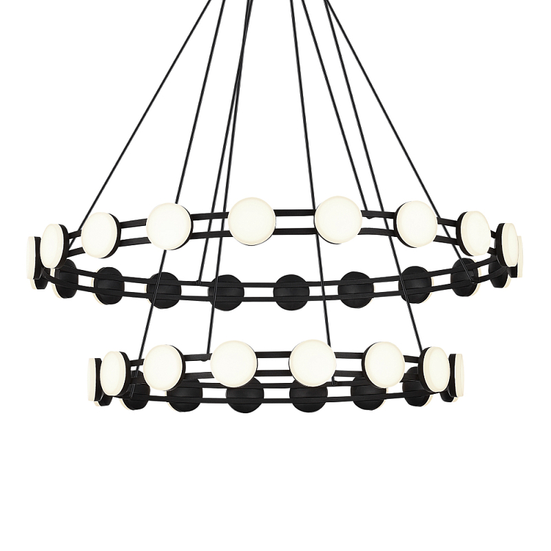Люстра двухъярусная с круглыми светодиодными источниками света Maxine Light Черный Золотой Белый в Екатеринбурге | Loft Concept 