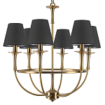 Люстра на металлическом основании бронзового цвета с 6-ю черными конусовидными абажурами Dignity варинант исполнения - 6 | Loft Concept в Екатеринбурге