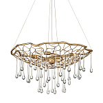 Люстра подвесная золотого цвета с металлическим сетчатым основанием и стеклянными каплевидными подвесками Hinkley варинант исполнения - 1 | Loft Concept в Екатеринбурге