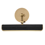 Светильник для картин цвет винтажная латунь с прямоугольным плафоном из кожи черного цвета Alora варинант исполнения - 3 | Loft Concept в Екатеринбурге