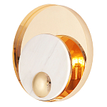 Бра с круглым плафоном из белого мрамора и золотистым металлическим обрамлением  Ginger & Jagger варинант исполнения - 1 | Loft Concept в Екатеринбурге