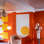 Обои ручная роспись Chez Nina by India Mahdavi Lantana colourway on Arancio dyed silk варинант исполнения - 5 | Loft Concept в Екатеринбурге