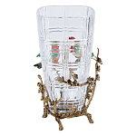 Ваза стеклянная прозрачная с бронзовым основанием в виде ветвей и фарфоровыми птичками Eden Garden варинант исполнения - 2 | Loft Concept в Екатеринбурге