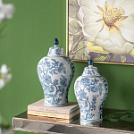 Ваза с крышкой и голубым цветочным рисунком на белом фоне Blue & White Ornament варинант исполнения - 6 | Loft Concept в Екатеринбурге