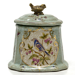 Шкатулка голубого цвета с рисунком и состаренным эффектом Eden Garden варинант исполнения - 1 | Loft Concept в Екатеринбурге