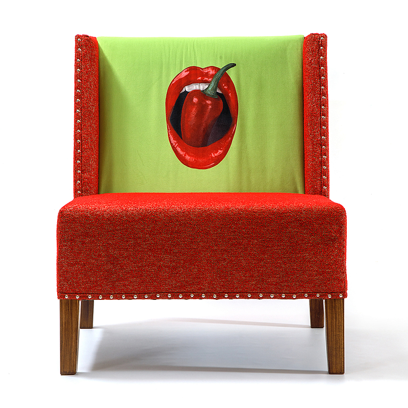 FUN Armchair "Chili Pepper" Red Дизайнерское кресло с цветным принтом Красный Зеленый в Екатеринбурге | Loft Concept 