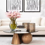 Дизайнерский журнальный стол с круглой столешницей на 3-х геометрических ножках Lehumod варинант исполнения - 4 | Loft Concept в Екатеринбурге