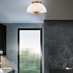 Подвесной светильник золотого цвета с полусферическим опаловым плафоном и декоративным элементом Elstead Lighting варинант исполнения - 9 | Loft Concept в Екатеринбурге