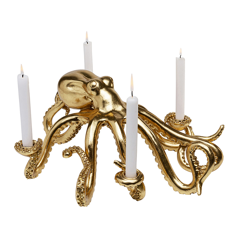 Большой Подсвечник золотой Осьминог Gold Octopus Candlestick  Глянцевое золото в Екатеринбурге | Loft Concept 