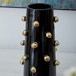 Ваза черная цилиндрическая с глянцевым покрытием и золотыми декоративными элементами Molecule Collection варинант исполнения - 2 | Loft Concept в Екатеринбурге