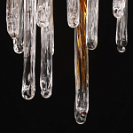 Люстра линейная золотого цвета с декоративными ветвями и длинными стеклянными подвесками в форме сосулек Droplet Chandelier варинант исполнения - 9 | Loft Concept в Екатеринбурге