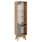 Шкаф-витрина с фасадом цвета серый бетон и стеклянной дверкой Grace of Furniture варинант исполнения - 2 | Loft Concept в Екатеринбурге