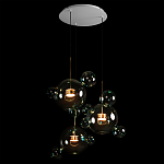 Люстра подвесная с прозрачными бирюзовыми стеклянными шарами и круглым основанием 3 лампы Giopato & Coombes варинант исполнения - 4 | Loft Concept в Екатеринбурге