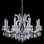 Люстра подвесная с 8-ю лампочками и прозрачными хрустальными подвесками на хромированном основании Crystal lamps варинант исполнения - 1 | Loft Concept в Екатеринбурге