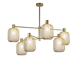 Люстра потолочная с абажурами из металлической сетки Loft Grid Pendant Gold варинант исполнения - 1 | Loft Concept в Екатеринбурге