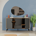 Комод цвета древесины с 3-мя дверцами и выдвижным ящиком темно-серого цвета SPARK CONSOLE OAK ANTHRACITE варинант исполнения - 2 | Loft Concept в Екатеринбурге