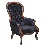 Кресло с мягкой обивкой из черного велюра на 4-х деревянных ножках Evelyn Classical Armchair варинант исполнения - 1 | Loft Concept в Екатеринбурге